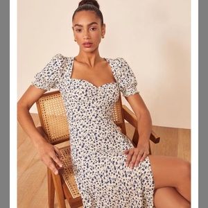 Reformation blue floral midi dress